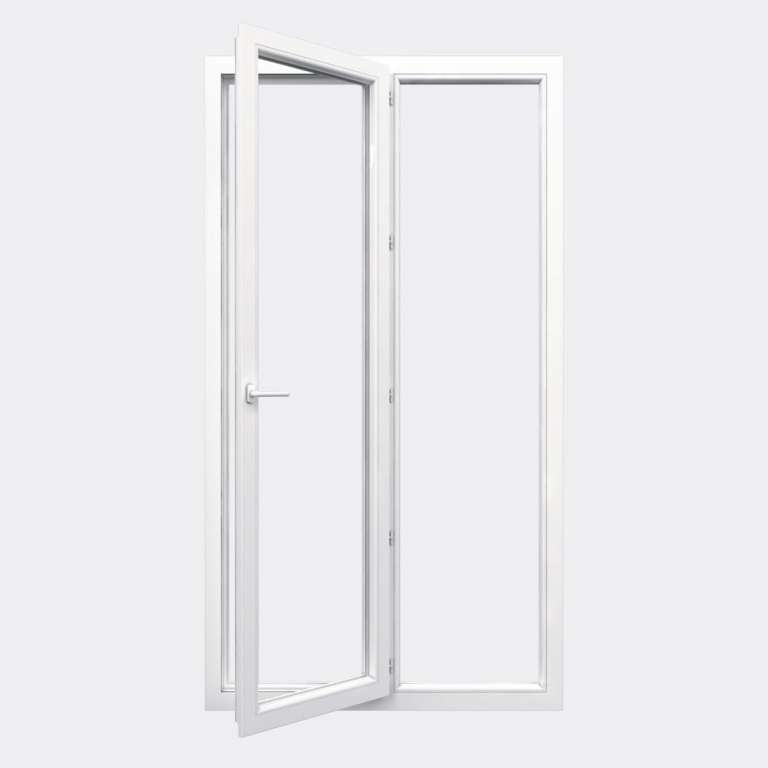 Porte Fenêtre PVC gamme Confort 1 vantail à la française 1 fixe ouvert