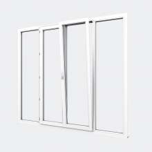 Porte Fenêtre PVC gamme Confort 2 vantaux dont 1 oscillo-battant 2 fixes ouvert